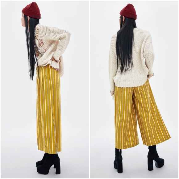 NWT Zara Wide Cropped Pants - Picture 3 of 7